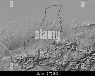 Faryab, province of Afghanistan. Bilevel elevation map with lakes and rivers Stock Photo