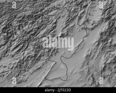 Ghazni, province of Afghanistan. Bilevel elevation map with lakes and rivers Stock Photo