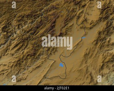 Ghazni, province of Afghanistan. Colored elevation map with lakes and rivers Stock Photo