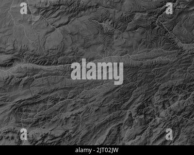 Ghor, province of Afghanistan. Grayscale elevation map with lakes and rivers Stock Photo