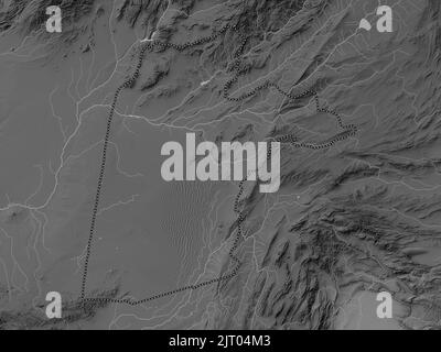 Kandahar, province of Afghanistan. Grayscale elevation map with lakes and rivers Stock Photo