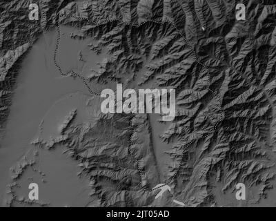 Kapisa, province of Afghanistan. Grayscale elevation map with lakes and rivers Stock Photo