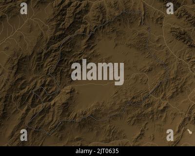 Khost, province of Afghanistan. Colored elevation map with lakes and