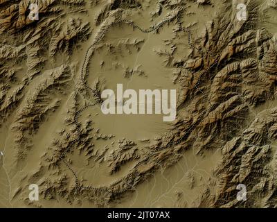 Logar, province of Afghanistan. Elevation map colored in wiki style with lakes and rivers Stock Photo