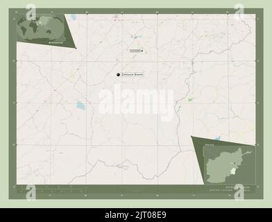 Paktika, province of Afghanistan. Open Street Map. Locations and names of major cities of the region. Corner auxiliary location maps Stock Photo