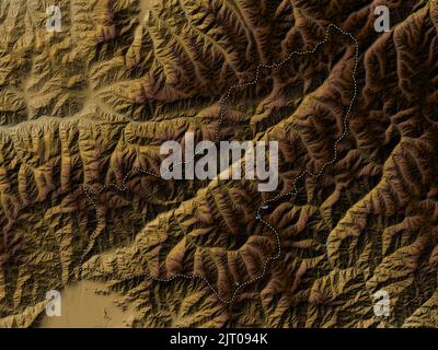Panjshir, province of Afghanistan. Colored elevation map with lakes and rivers Stock Photo