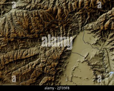 Parwan Map Parwan, province of Afghanistan. Colored elevation map with lakes and ...