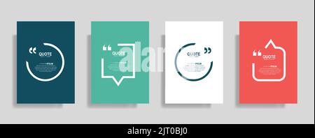 A colorful Quote speech boxes design frames set and Quotation text in bubble brackets frame Stock Vector