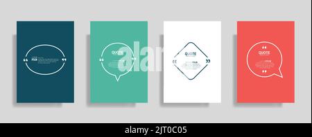 A colorful Quote speech boxes design frames set and Quotation text in bubble brackets frame Stock Vector