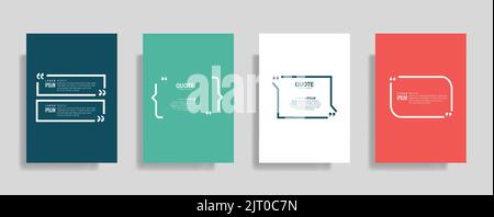A colorful Quote speech boxes design templates set and Quotation text in bubble brackets frame Stock Vector
