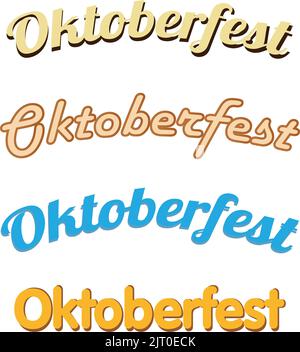 Vector set of 4 pcs inscriptions German Bavarian beer festival Oktoberfest - illustration Stock Vector