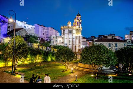 Church of La Peregrina at Night Pontevedra Galicia Spain Stock Photo