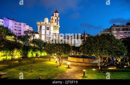 Church of La Peregrina at Night Pontevedra Galicia Spain Stock Photo