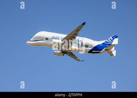 Airbus A330-743L BelugaXL ‘F-WBXL’ performing a flypast at the Royal International Air Tattoo 2022 Stock Photo
