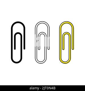 Clip school supply icon set. Three different styles: black filled, black outline and color filled. Clip pictograms collection. Back to school inspirat Stock Vector
