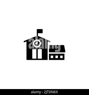 School building icon. Black filled pictogram. Back to school inspiration. Concept of education. Vector illustration, flat design Stock Vector