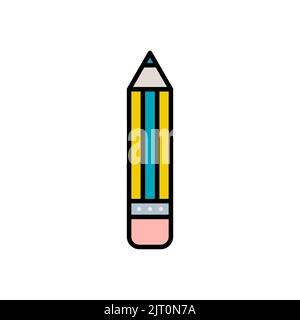 Pencil with eraser minimalist icon. Colorful filled pictogram. Back to school inspiration. Concept of education. Vector illustration, flat design Stock Vector