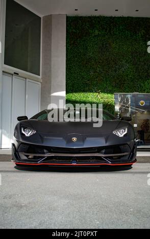 A matte black Lamborghini Aventador SVJ luxury car Stock Photo - Alamy