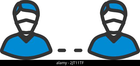Social Distance Icon. Editable Bold Outline With Color Fill Design. Vector Illustration. Stock Vector