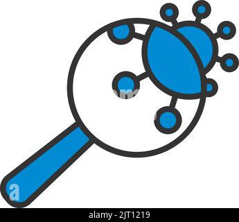 Magnifier Over Coronavirus Molecule Icon. Editable Bold Outline With Color Fill Design. Vector Illustration. Stock Vector