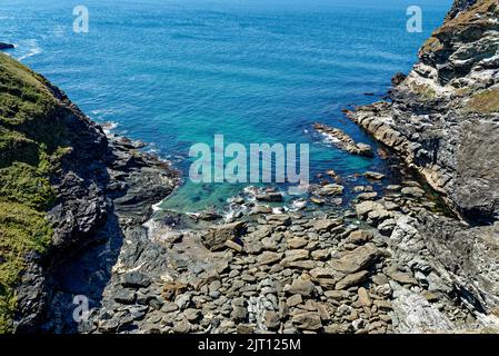 View of the coastline from Tintagel castle, Cornwall, England, United Kingdom - 12th of August 2022 Stock Photo