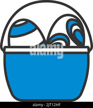Easter Basket With Eggs Icon. Editable Bold Outline With Color Fill Design. Vector Illustration. Stock Vector