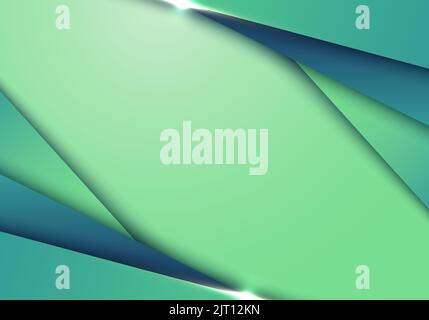Abstract template green and blue diagonal stripes overlapping layered background paper art style. You can use for banner web, cover brochure, presenta Stock Vector
