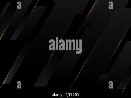 Abstract black diagonal stripes with golden lines pattern background luxury style. Vector illustration Stock Vector