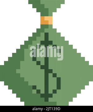 money bag pixel art style icon Stock Vector