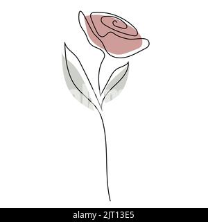 Rose flower line art. Contour drawing. Minimalism art. Stock Vector