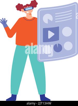 woman with metaverse template character Stock Vector