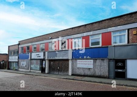 Derelict retail units in the High Street of Crewe Cheshire UK Stock Photo