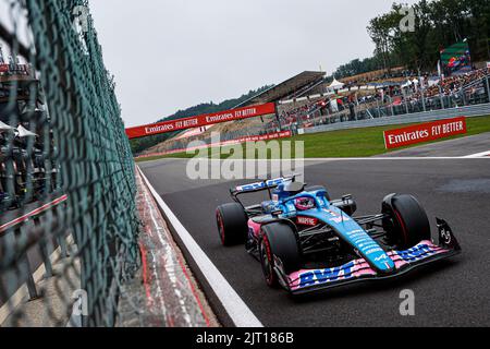 14 ALONSO Fernando (spa), Alpine F1 Team A522, action during the Formula 1 Rolex Belgian Grand Prix 2022, 14th round of the 2022 FIA Formula One World Championship from August 26 to 28, 2022 on the Circuit de Spa-Francorchamps, in Francorchamps, Belgium - Photo Julien Delfosse / DPPI Stock Photo