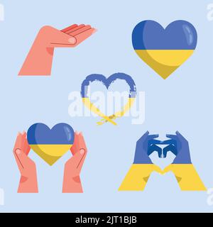 five ukrainian no war set icons Stock Vector