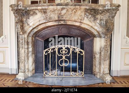 Luxury classic style marble fireplace Stock Photo