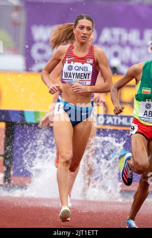 Courtney Wayment of the USA competing in the women’s 3000m steeplechase heats at the World Athletics Championships, Hayward Field, Eugene, Oregon USA Stock Photo