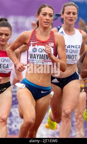 Courtney Wayment of the USA competing in the women’s 3000m steeplechase heats at the World Athletics Championships, Hayward Field, Eugene, Oregon USA Stock Photo