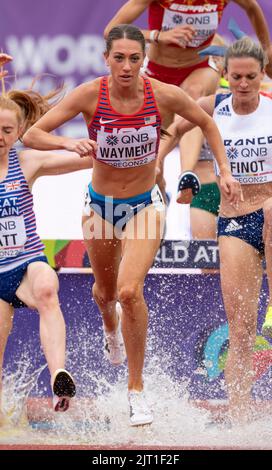 Courtney Wayment of the USA competing in the women’s 3000m steeplechase heats at the World Athletics Championships, Hayward Field, Eugene, Oregon USA Stock Photo