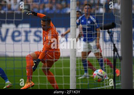 GELSENKIRCHEN,  GERMANY - AUGUST 27, 2022: The football match of Bundesliga FC Schalke 04 vs Union Berlin Stock Photo