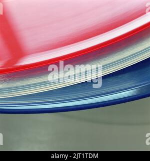 Close-up of coloured vinyl records Stock Photo