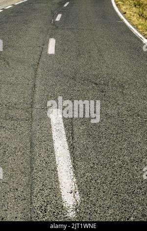 Detail of lines on a road, road safety Stock Photo