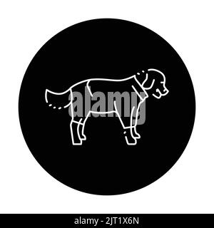 Golder retriever wearing raincoat color line icon. Pictogram for web ...
