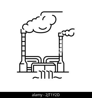 Geothermal factory color line icon.  Pictogram for web page, mobile app, promo. Stock Vector