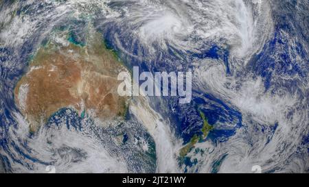Satellite view of Australia and New Zealand. Elements of this image furnished by NASA Stock Photo