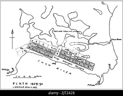 Town plan for Perth, August 1829. Stock Photo