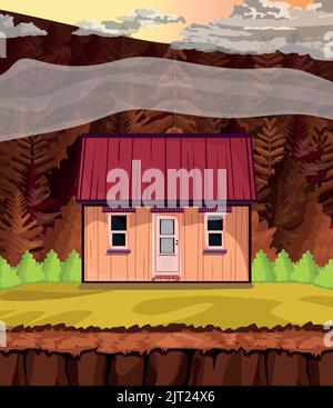 game background cartoon vector , house in the woods Stock Vector Image ...