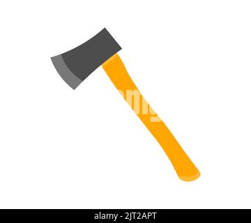 Iron axe with a wooden handle, working tool logo design. Design element for logo, emblem, sign, poster, card, banner vector design and illustration. Stock Vector