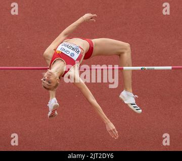 Marija Vukovic of Montenegro competing in the women’s high jump at the