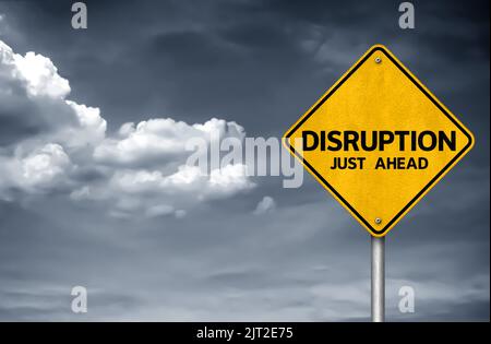 Disruption - road sign illustration Stock Photo