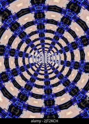 Kaleidoscope geometric pattern - Abstract Infinity design. Concentric pattern toward a vanishing point. Stock Photo